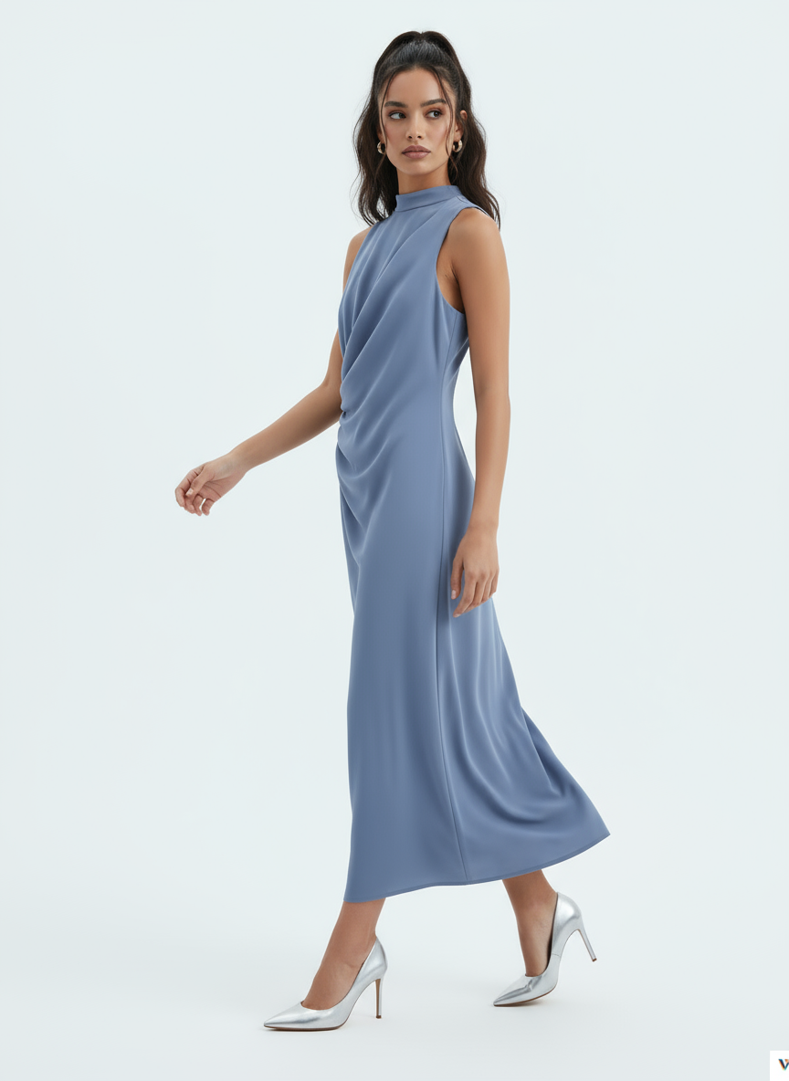 Ruched Front Sleeveless Midi Dress for Women | Coralia