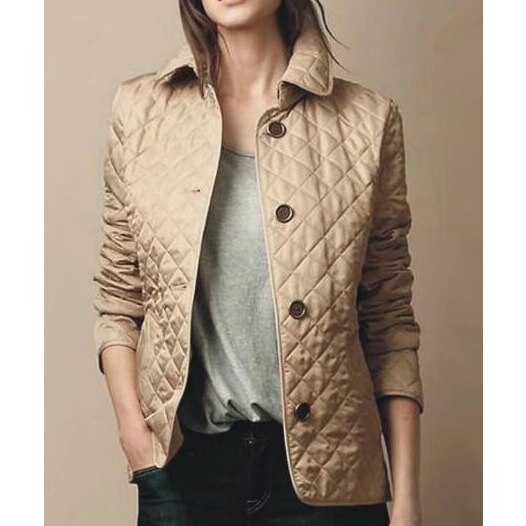 Sannea | Diamond Quilted Autumn Jacket Khaki