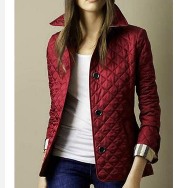 Sannea | Diamond Quilted Autumn Jacket Burgundy