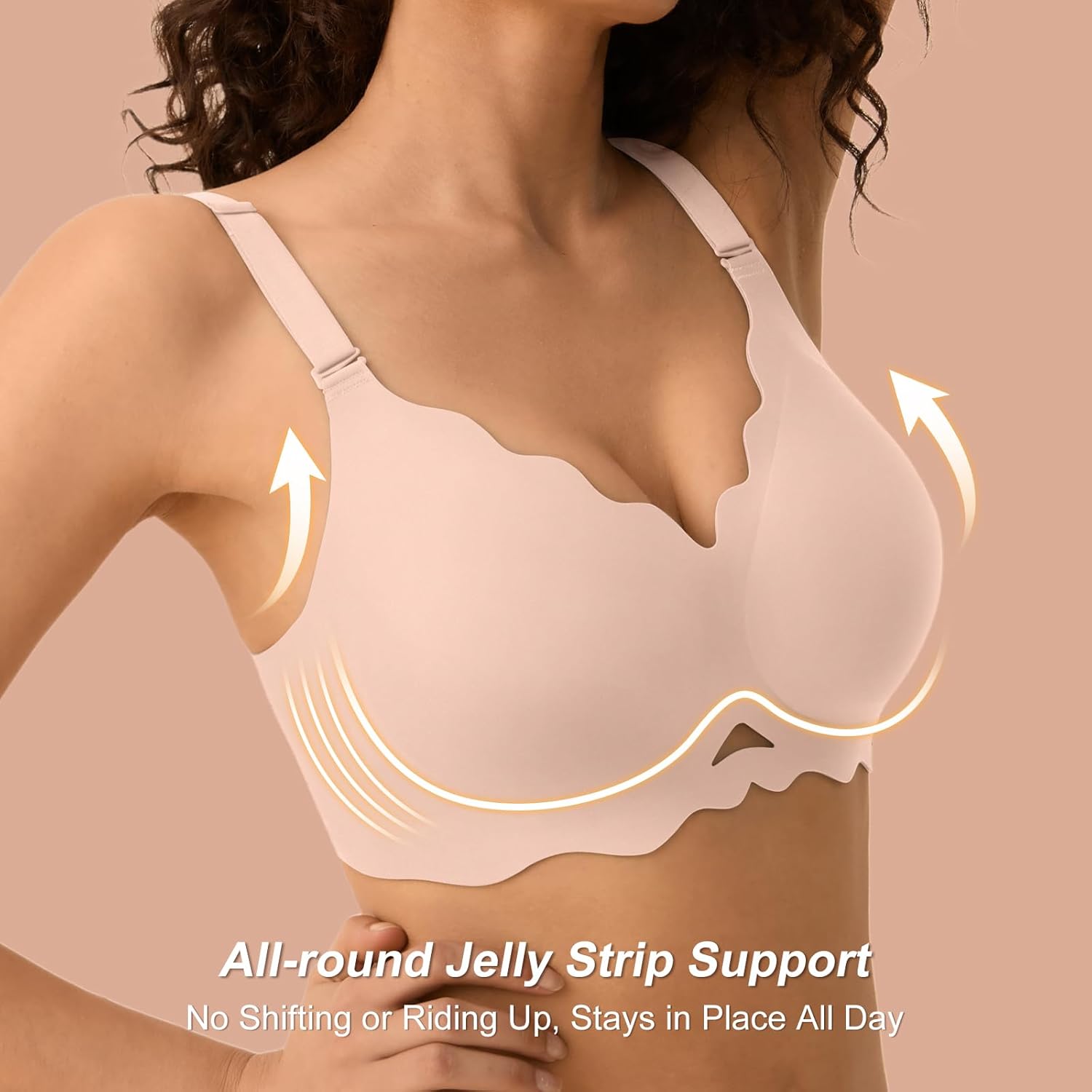 Seamless Lift Bra with Adjustable Support & Scalloped Design for Women | Elaisa