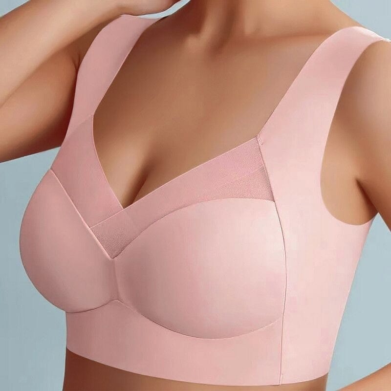 Seamless Lift Support Bra with Wide Straps for Women | Janella Pink