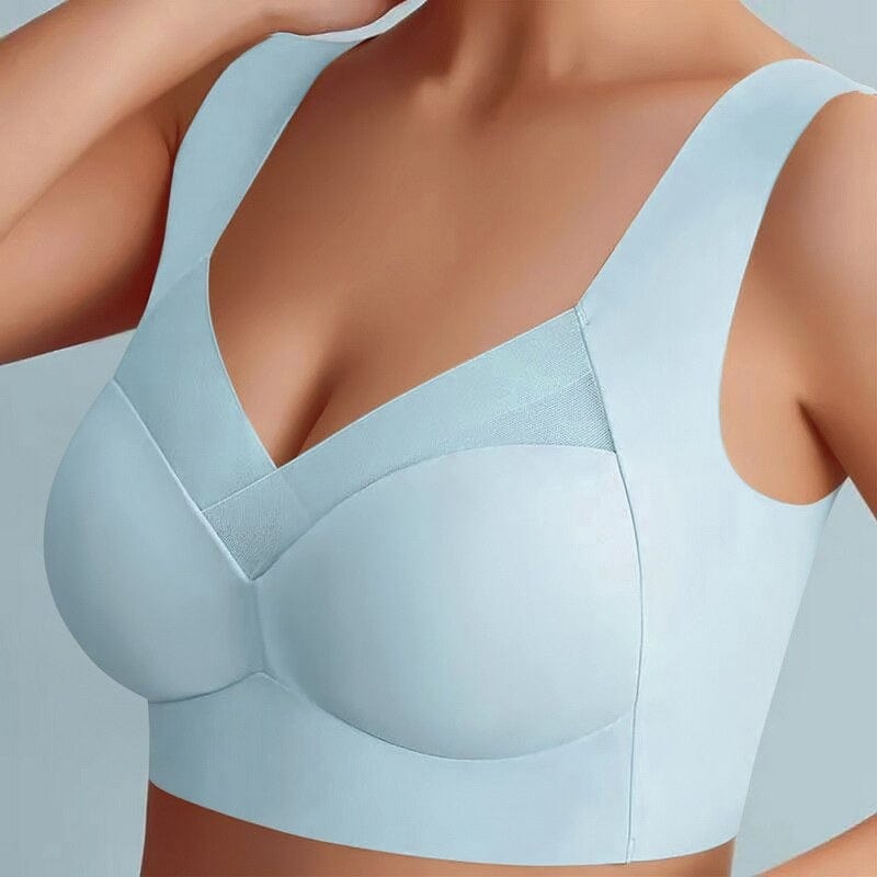 Seamless Lift Support Bra with Wide Straps for Women | Janella Light Blue