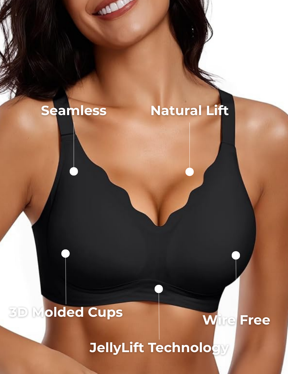 Seamless Scalloped Wire-Free Lift Bra for Women | Aurora
