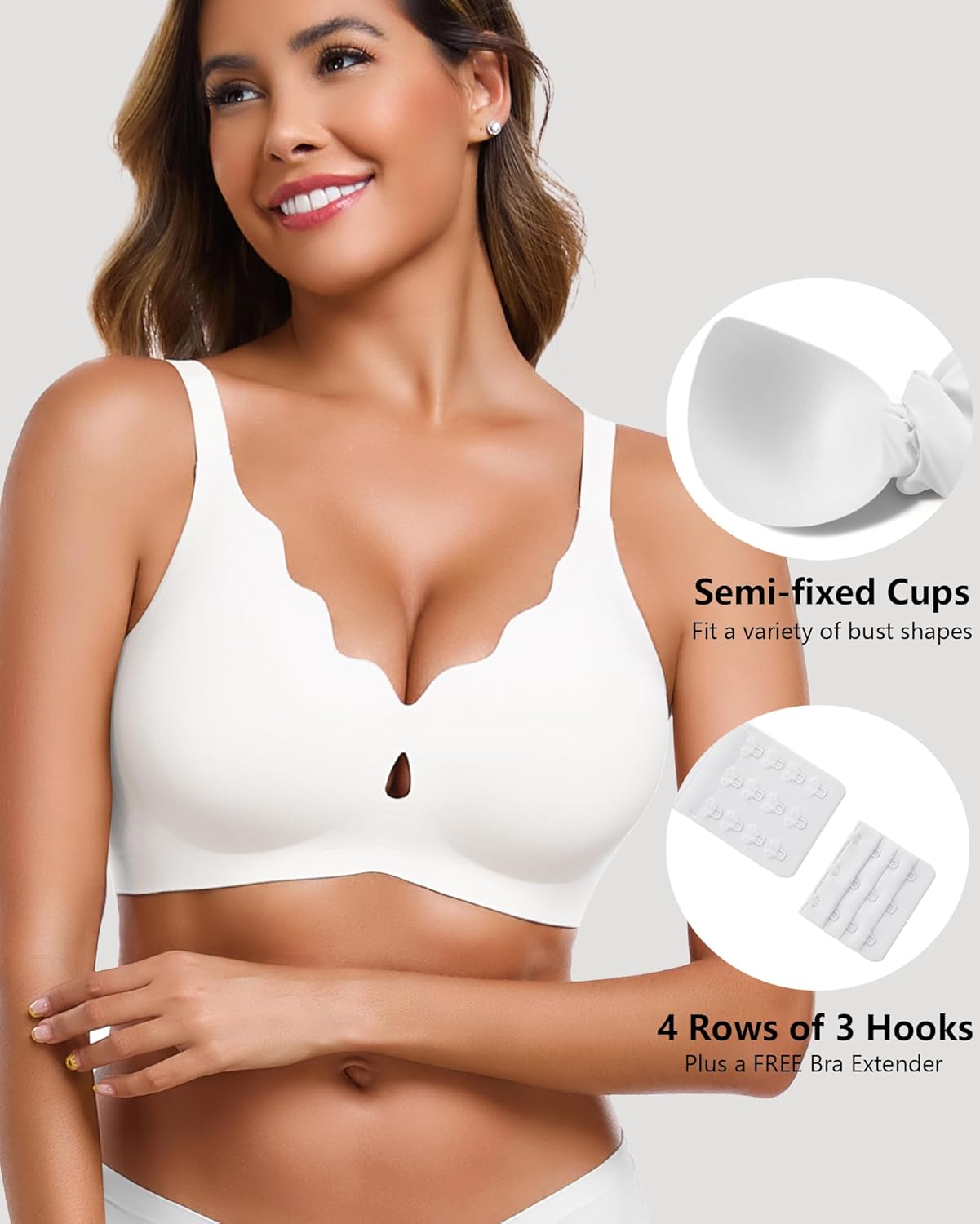 Seamless Scalloped Wire-Free Lift Bra for Women | Selene