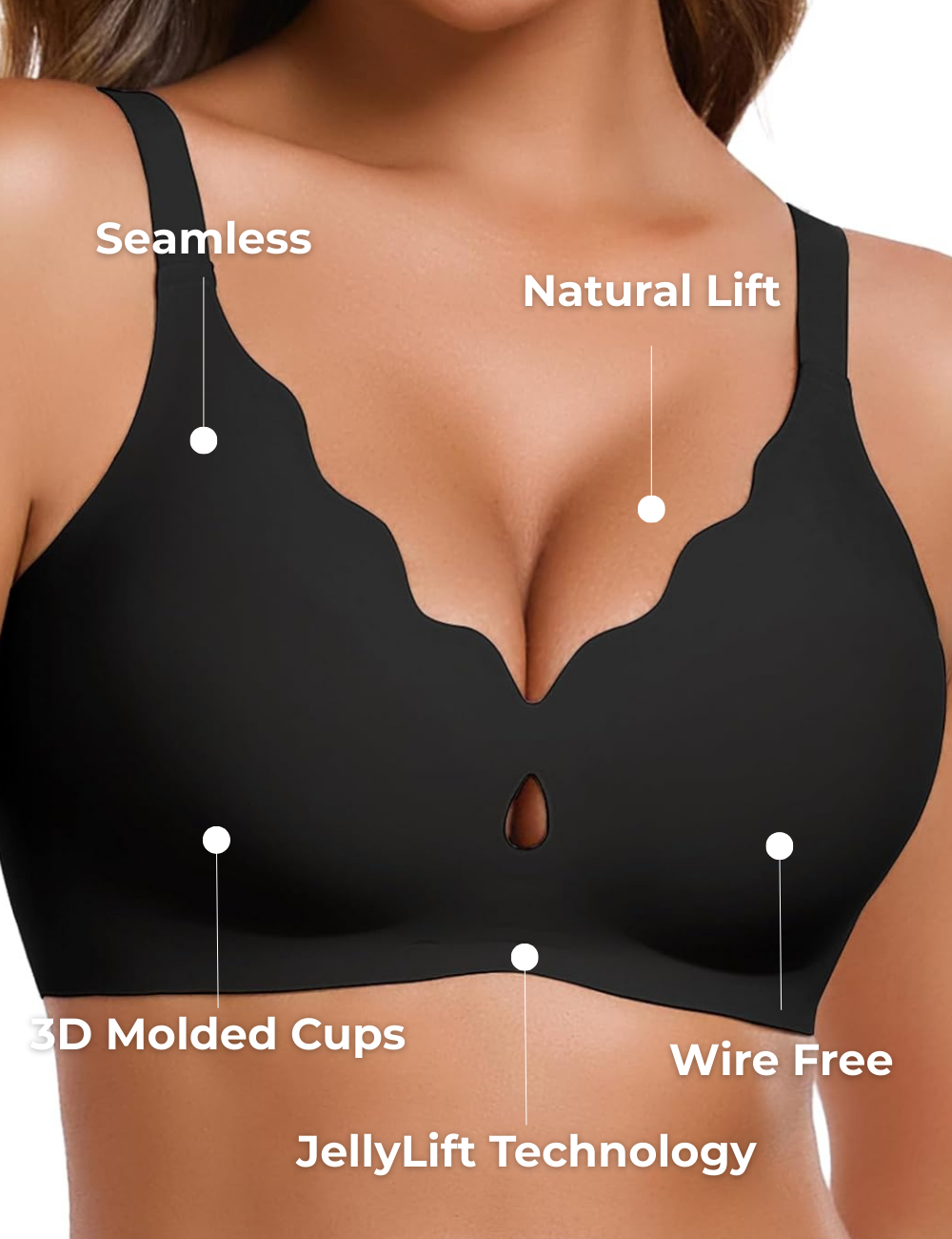 Seamless Scalloped Wire-Free Lift Bra for Women | Selene