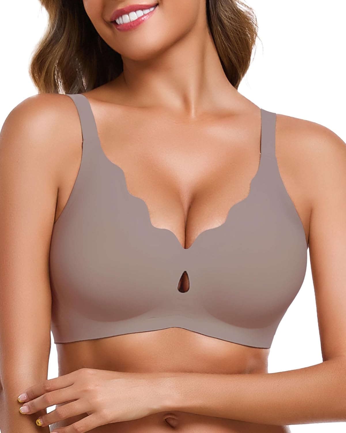 Seamless Scalloped Wire-Free Lift Bra for Women | Selene Mocha