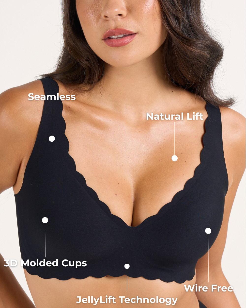 Seamless Scalloped Wireless Lift Bra for Women | Cassy