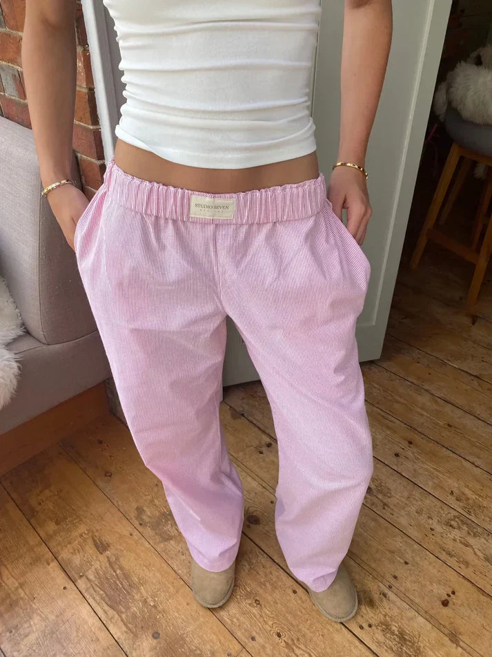 Elastic Waist Lounge Pants for Women | Pauline Pink