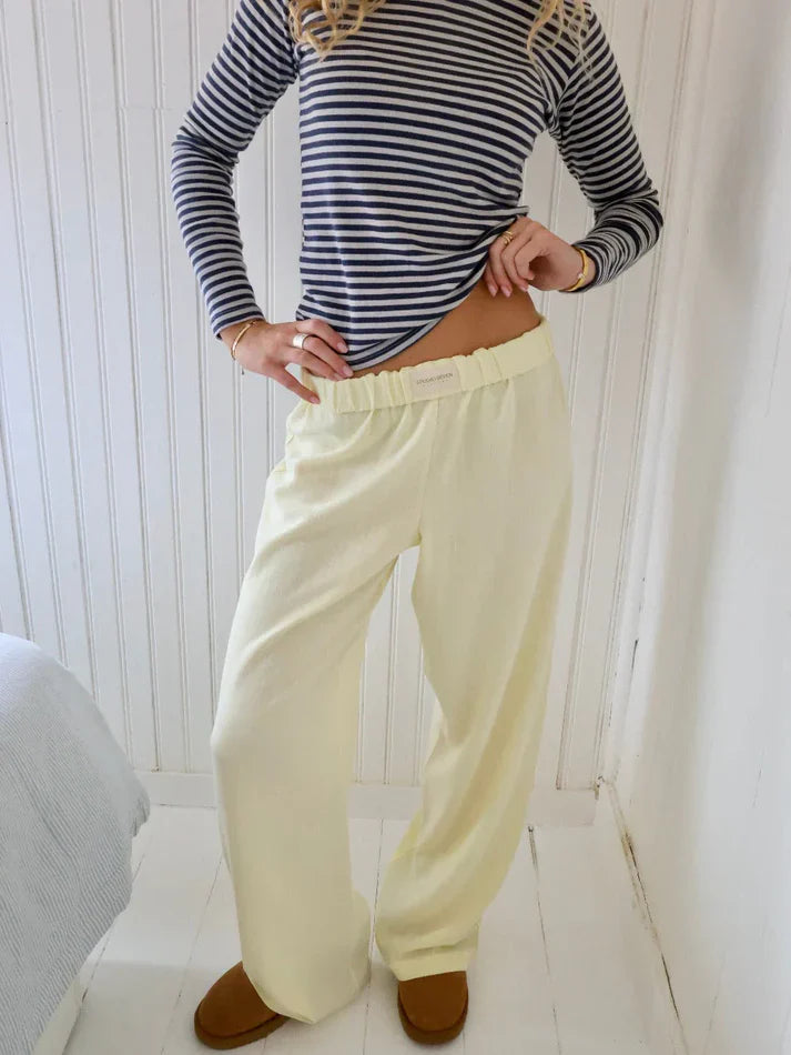 Elastic Waist Lounge Pants for Women | Pauline Yellow