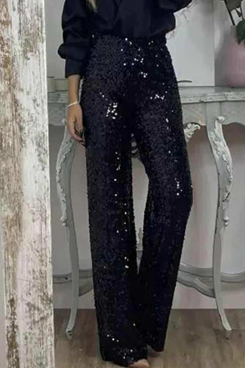 Sequin Statement Flare Pants for Women| Brianna Black