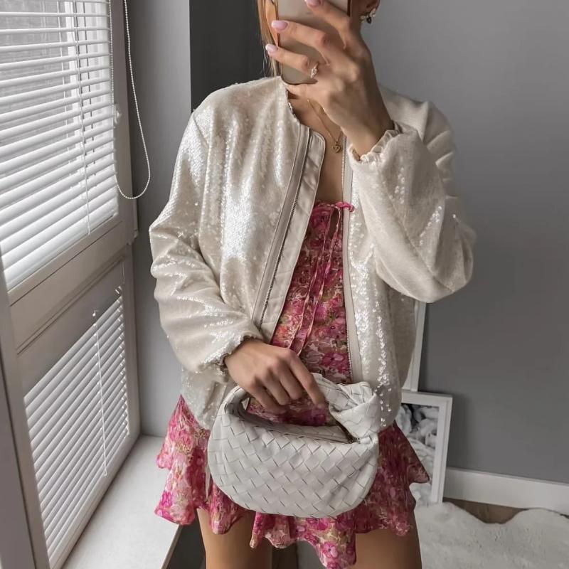 Sequin Zip-Up Bomber Jacket for Women | Julienne