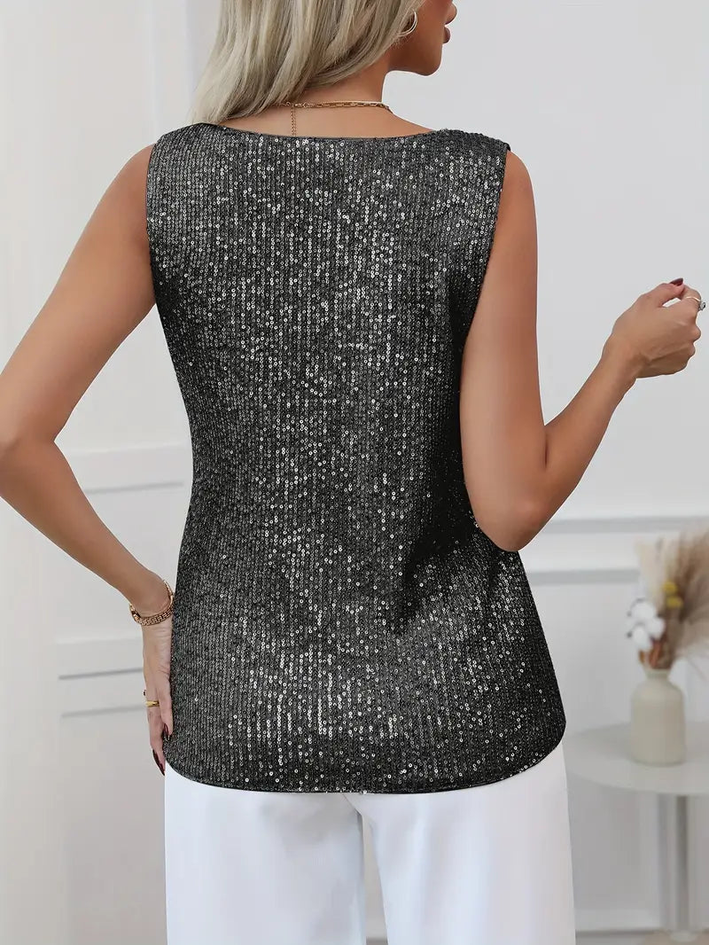 Sequined V-Neck Top For Women | Liora