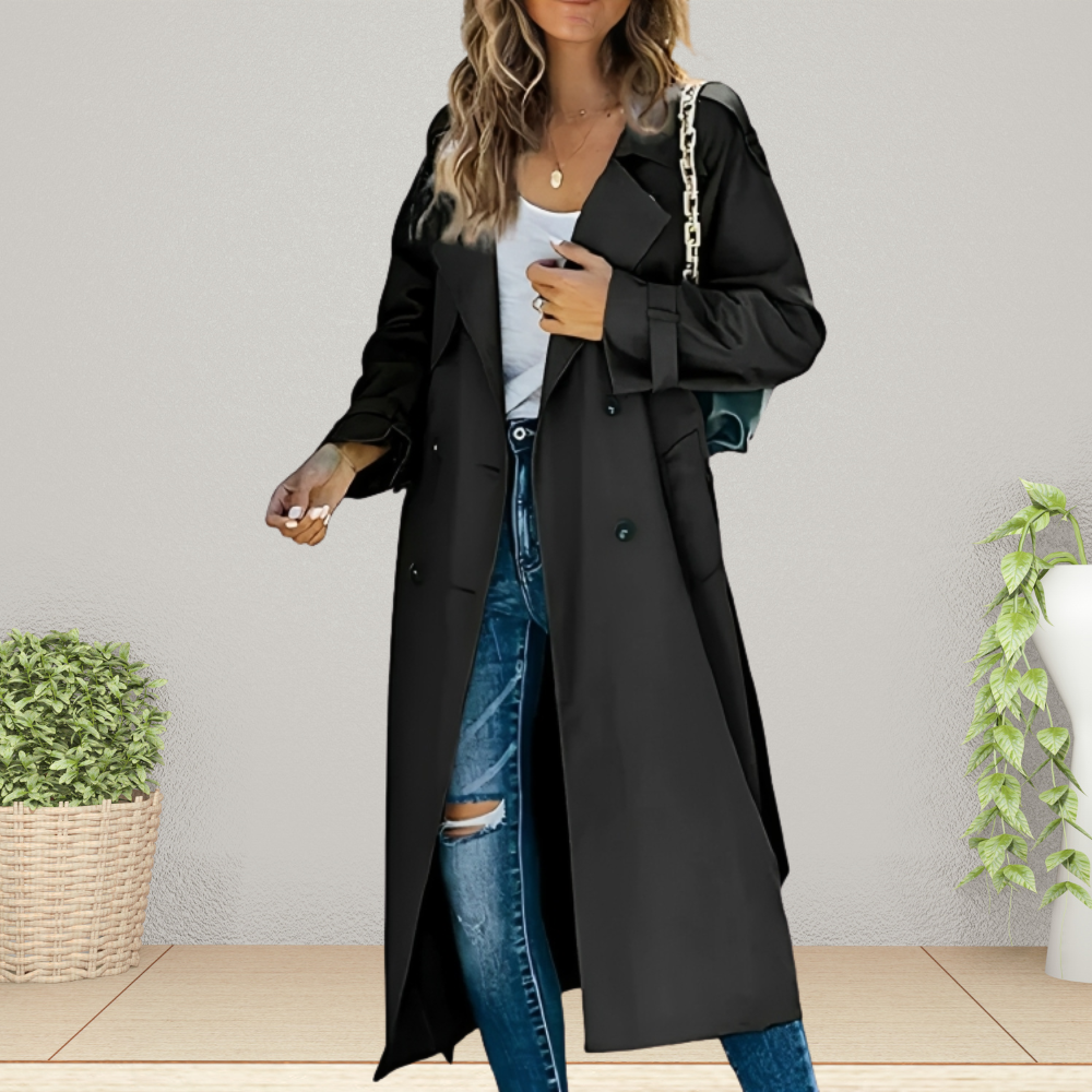 Ladies Trench Coat | Seraphina Black