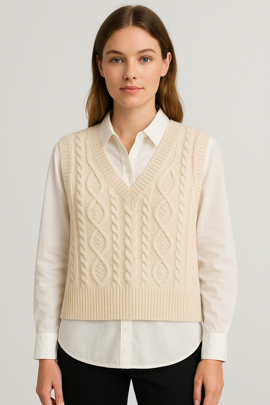 Solene – Cable Knit Sweater Vest