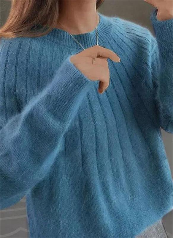 Solvane - Fluffy Soft Knit Sweater Blue