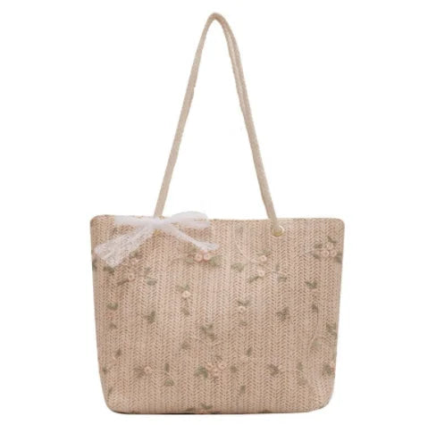 Spacious Straw Beach Bag For Women | Lirina White One Size
