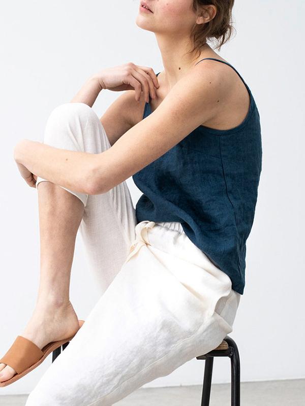 Spaghetti Strap Linen Blend Top for Women | Liora