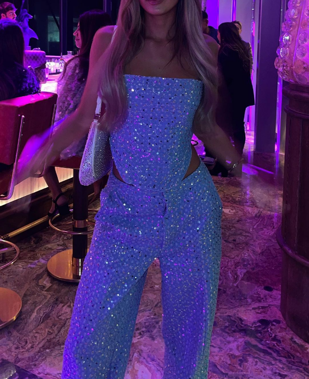 Sparkle Sequin Strapless Two-Piece Set for Women | Shaina