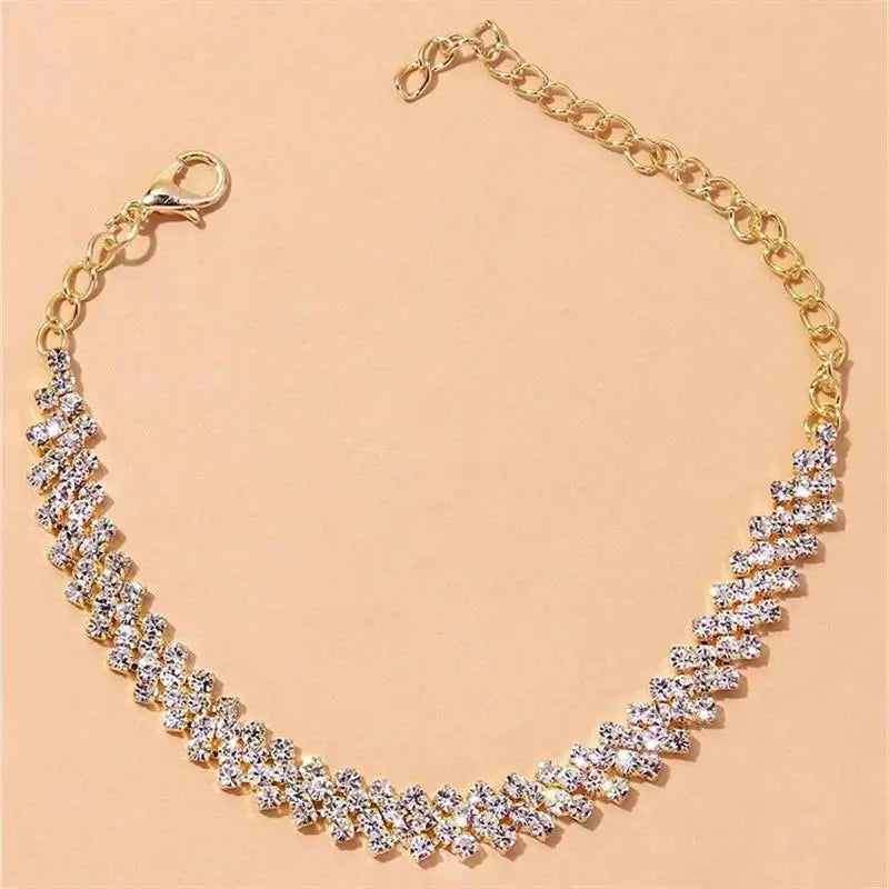 Sparkling Rhinestone Chain Anklet for Women | Giulia