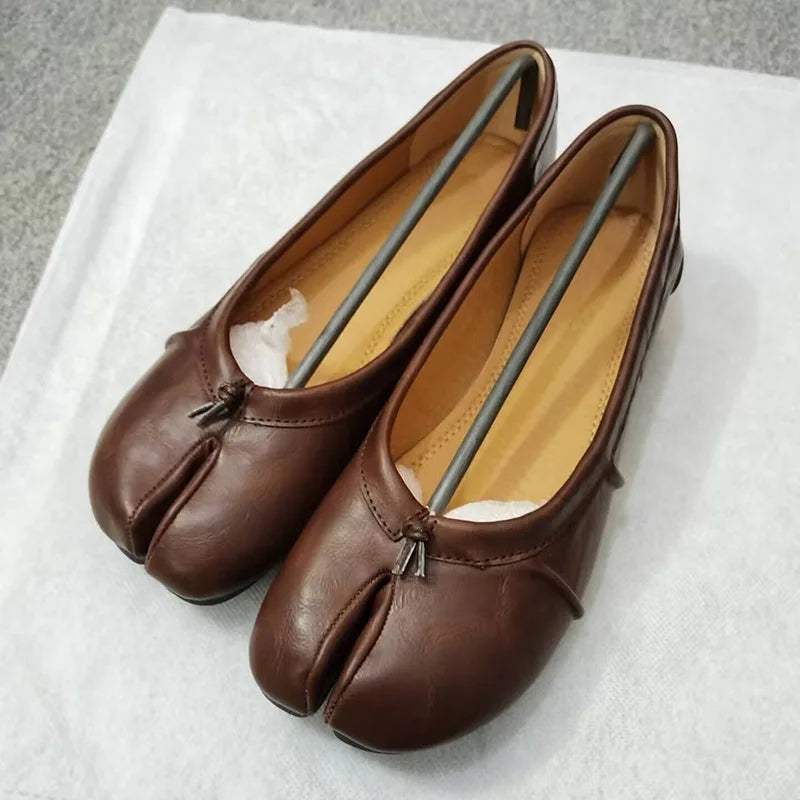 Split Toe Ballet Flats for Women | Zylara Brown