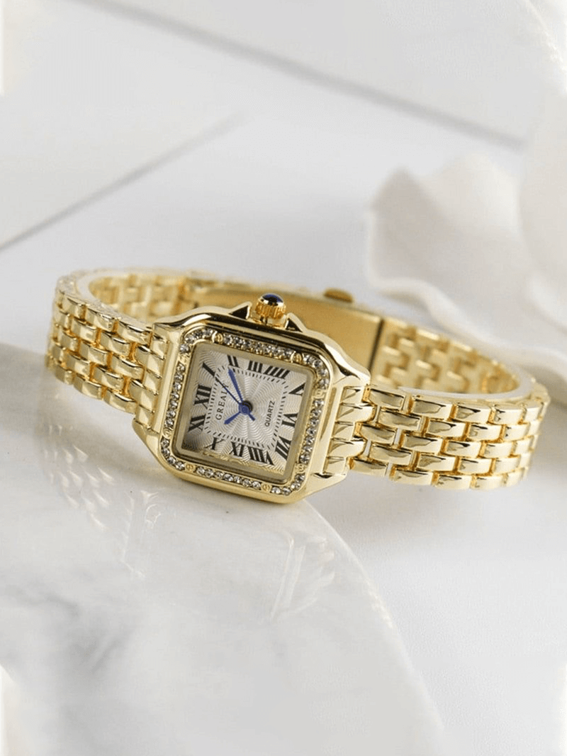 Square Gold Quartz Watch For Women | Jorina