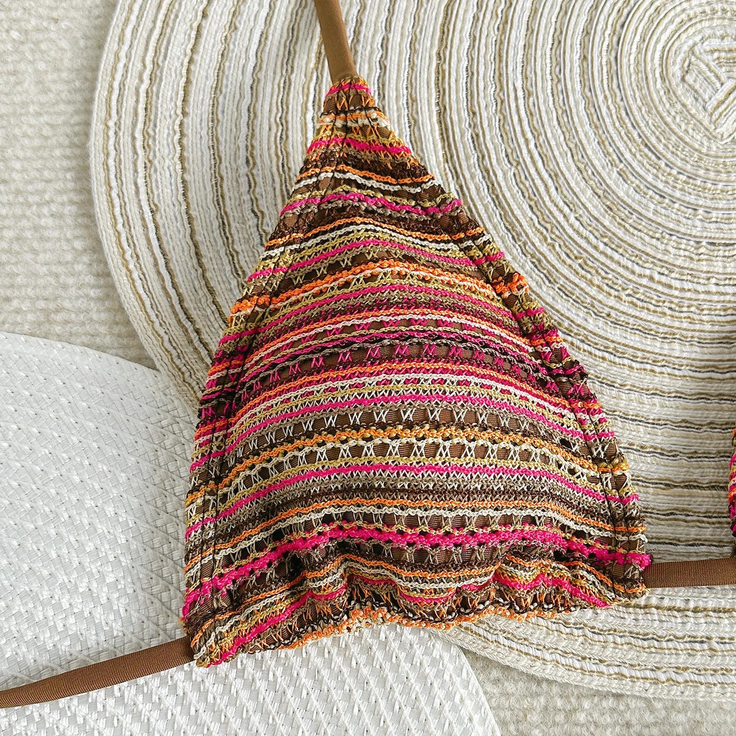 Striped Halter Tie Bikini Set For Women | Jorina