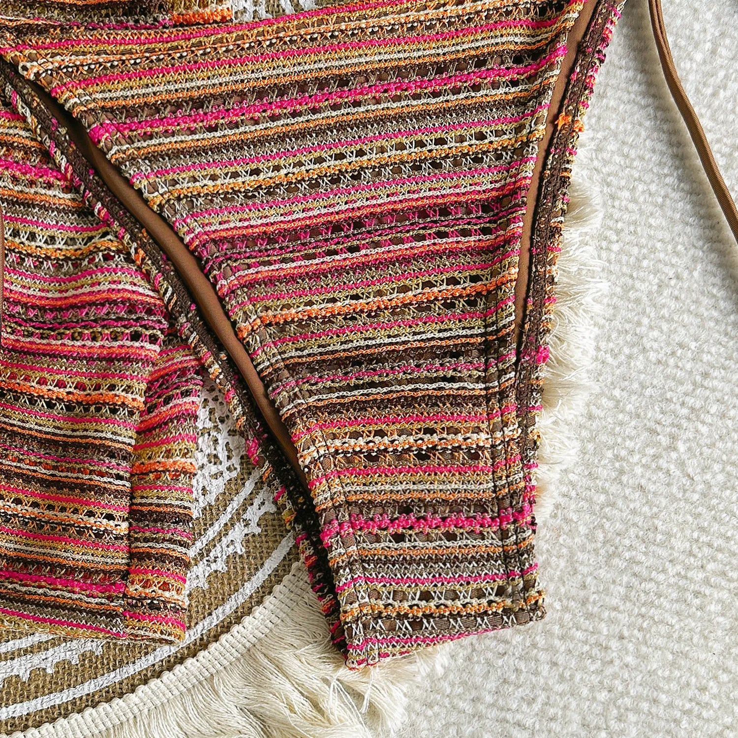 Striped Halter Tie Bikini Set For Women | Jorina