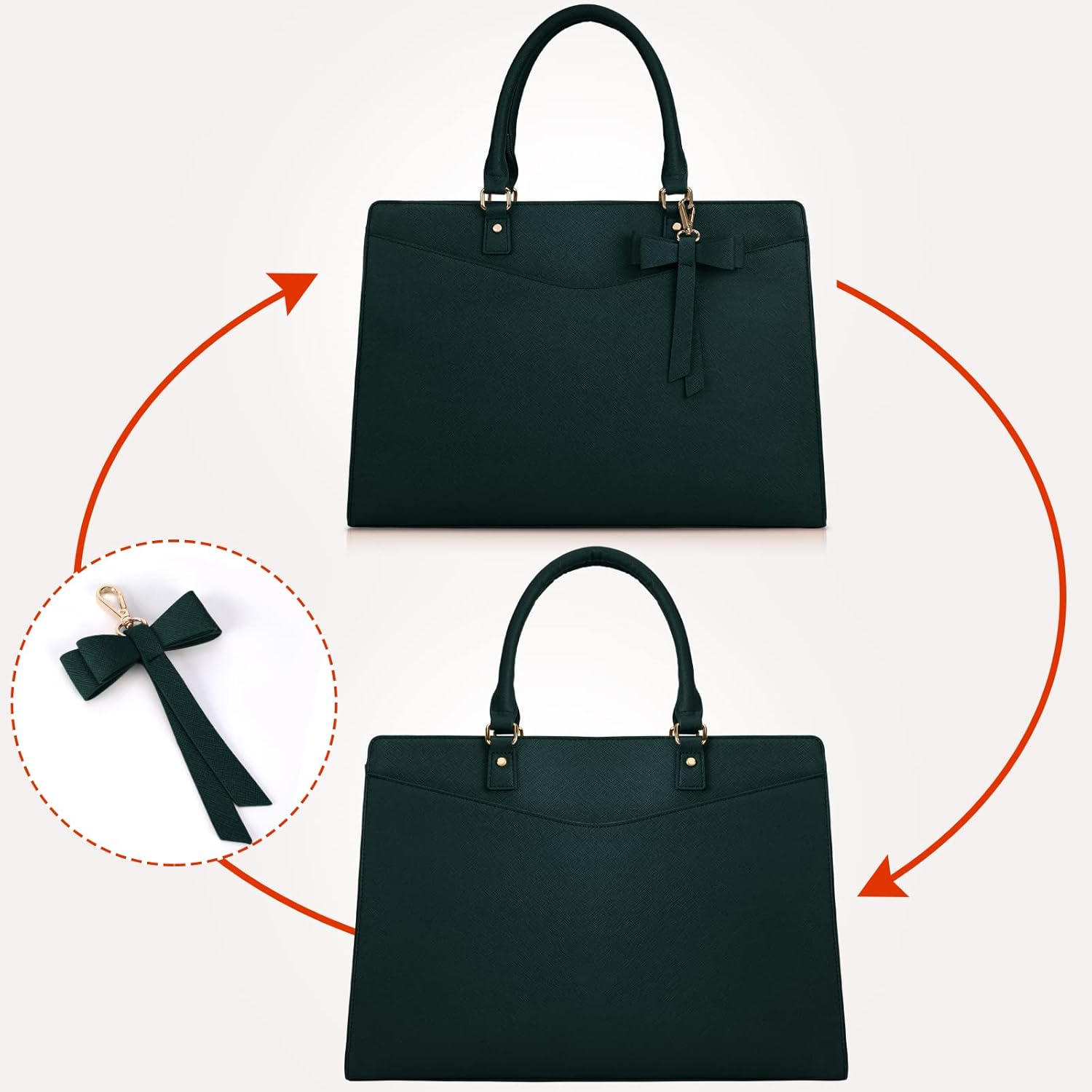 Structured Laptop Tote Bag with Bow Accent for Women| Amara