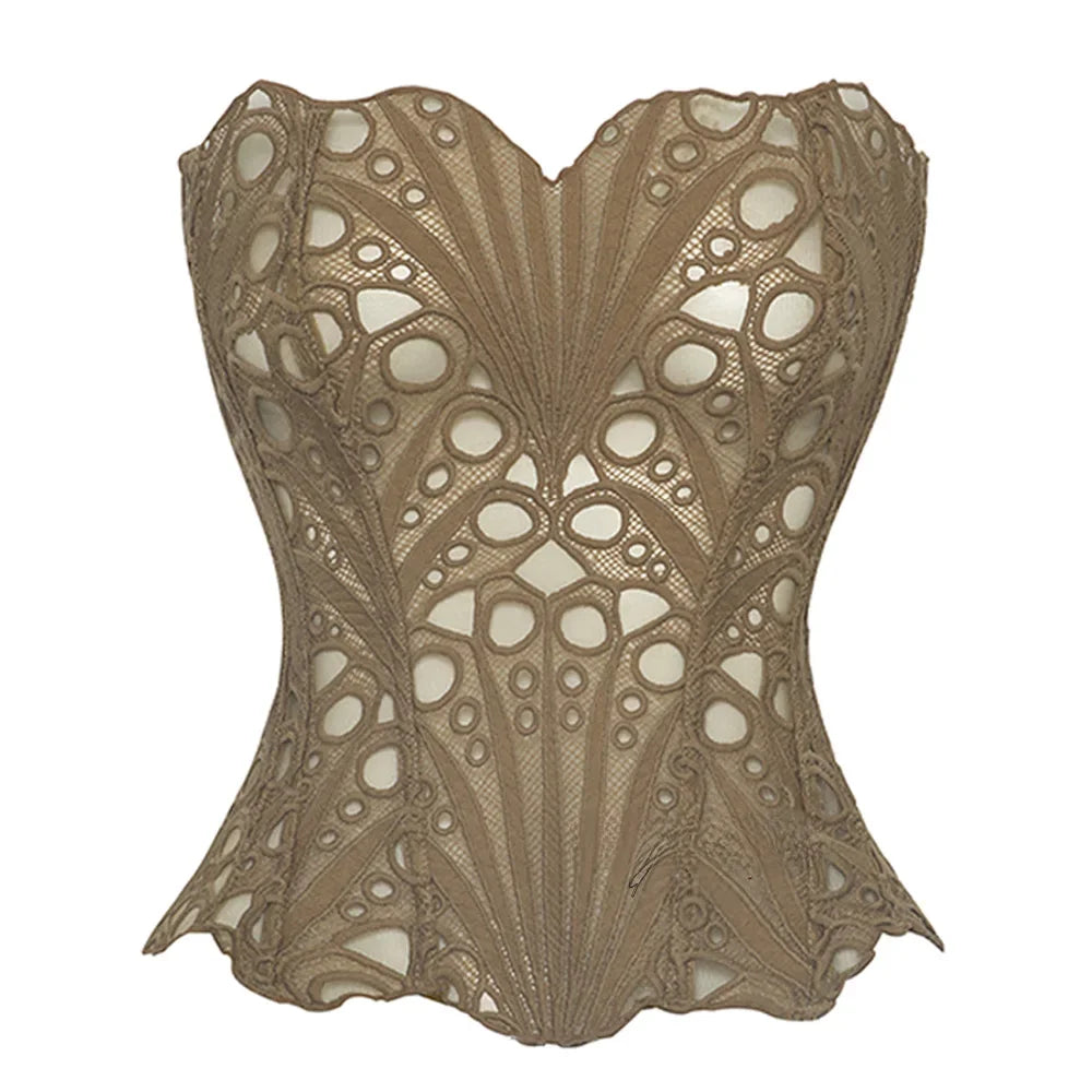 Stylish Lace Corset Top for Women | Serah Light Brown