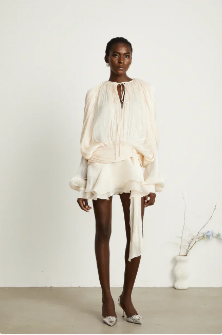 Stylish Long Sleeve Satin Mini Dress for Women | Adriana