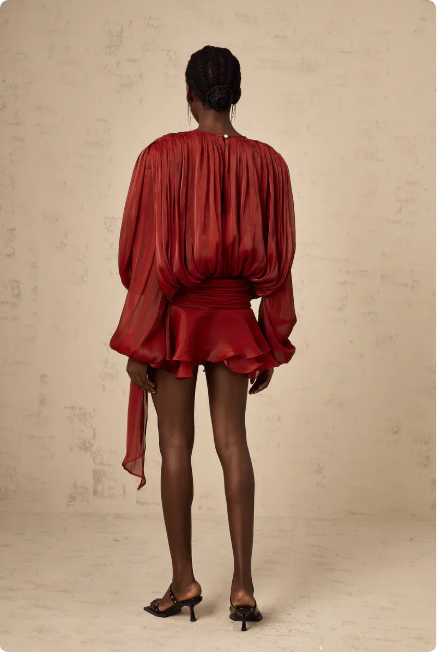 Stylish Long Sleeve Satin Mini Dress for Women | Adriana