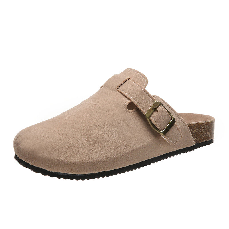 Suede Buckle Style Clogs for Women | Channah Beige