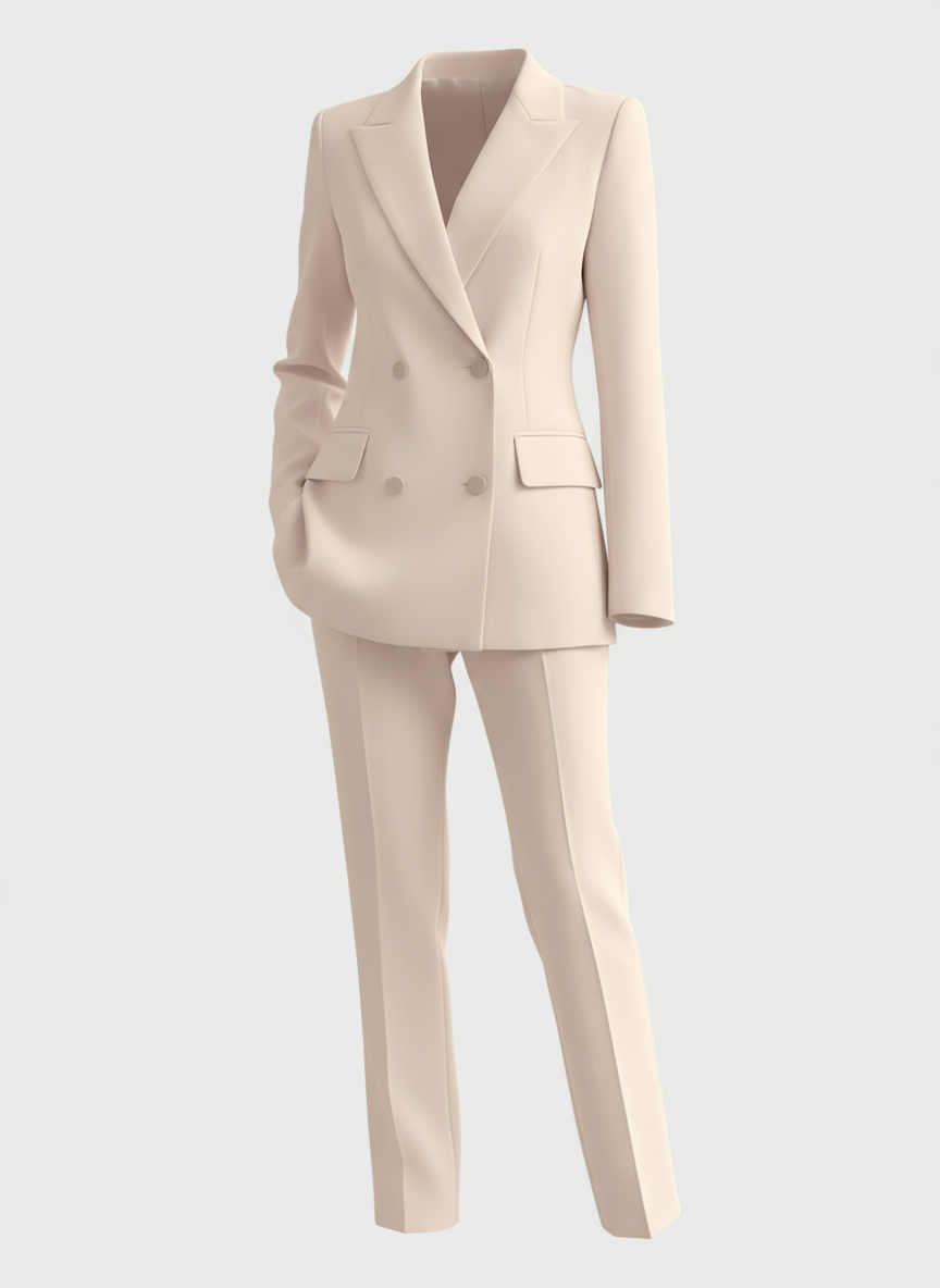 Tailored Suit Set Tapered Pants for Women | Laurienne Cream