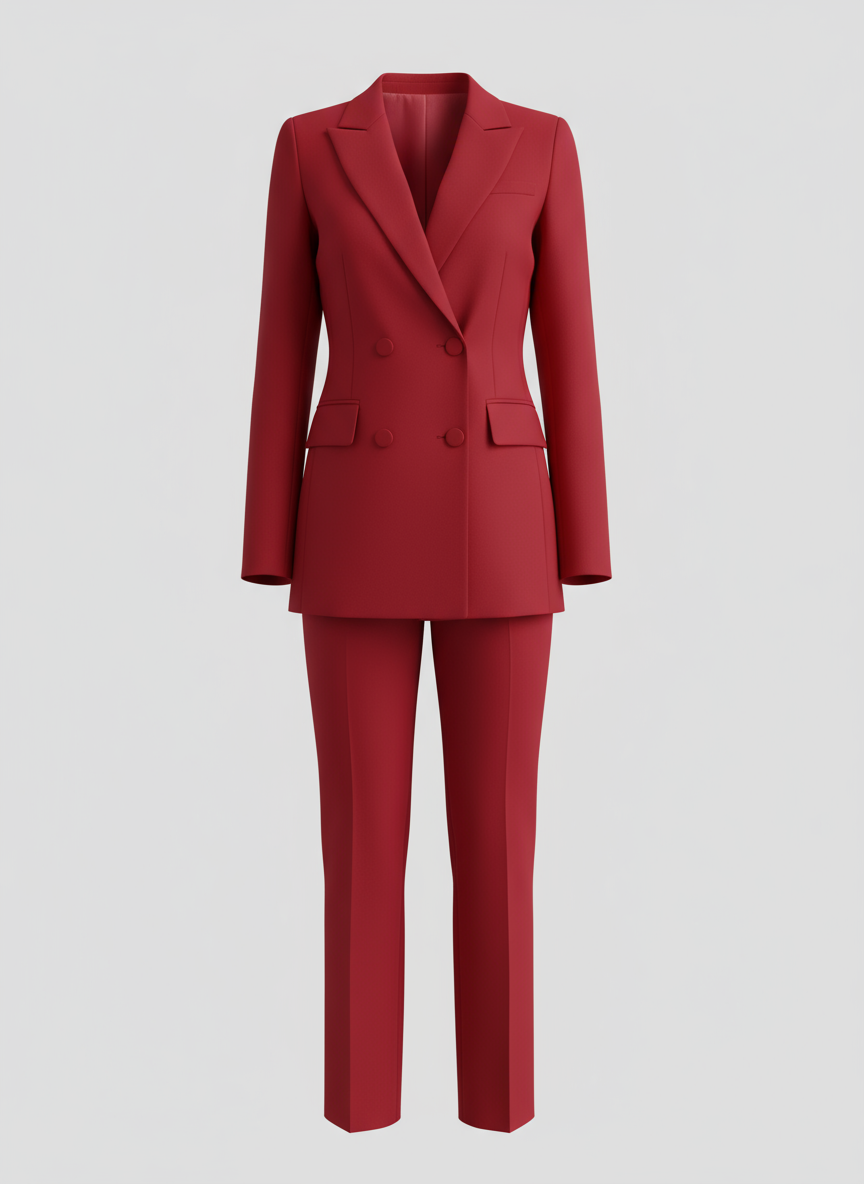Tailored Suit Set Tapered Pants for Women | Laurienne Red