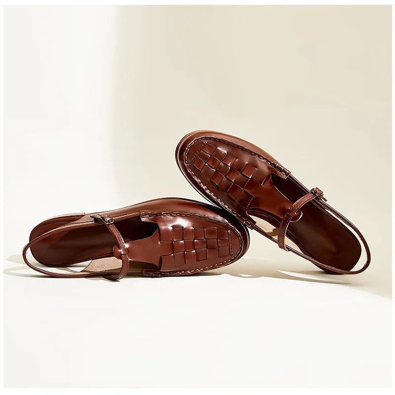 Slingback Leather Sandals Stylish Design for Women | Trelix Brown