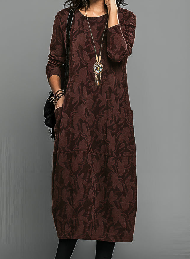 Elegant Winter Dress with Pockets for Women | Tulla Burgundy