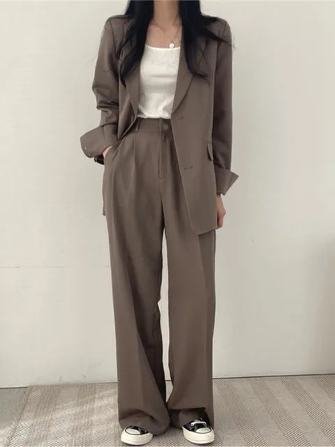 Two-Part Pants Suit for Women | Nora Dark brown