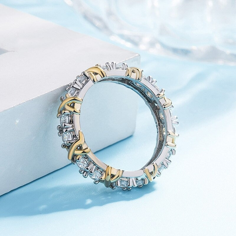 Two-Tone Crystal Eternity Ring for Women | Aurora