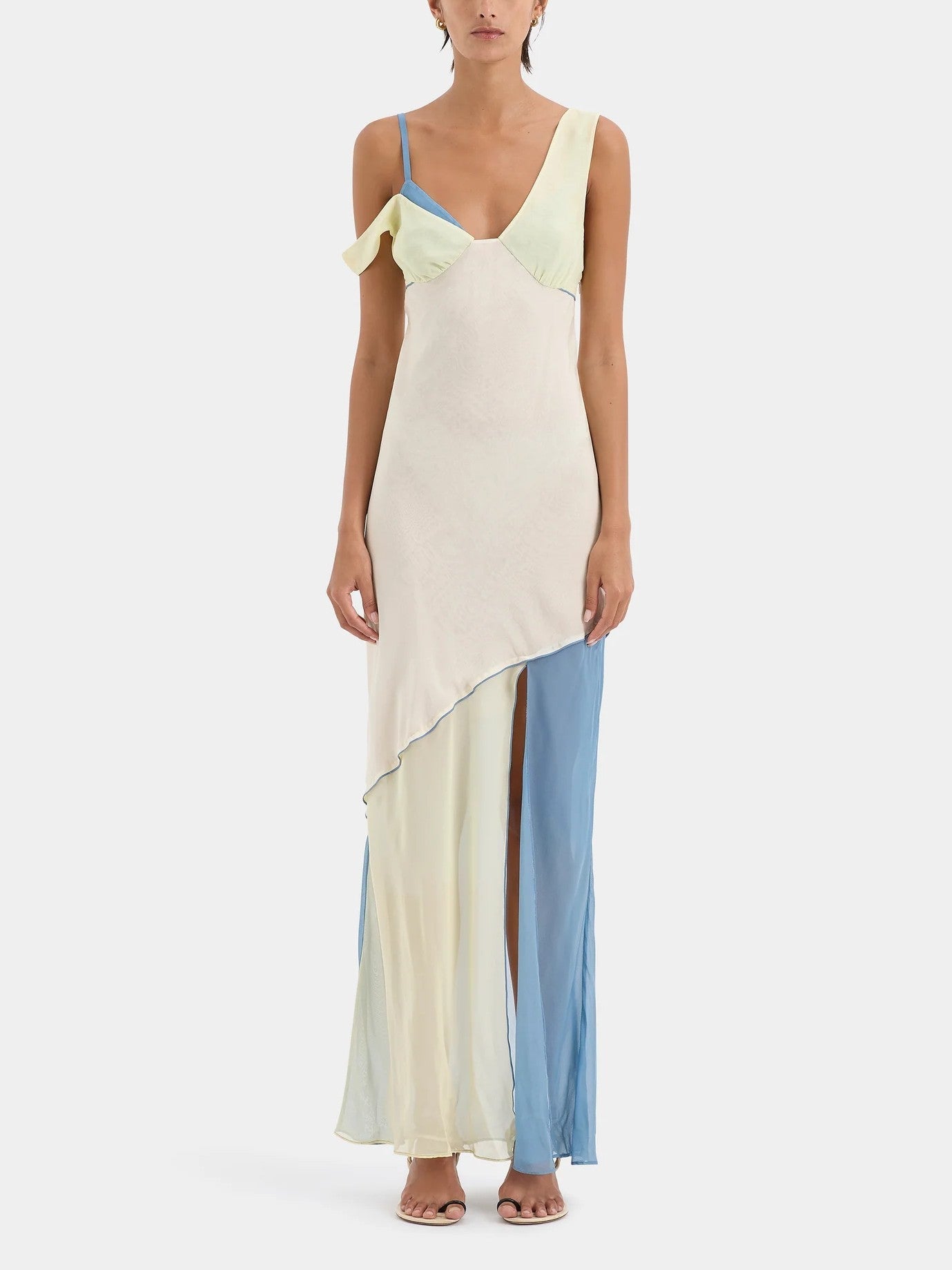 Asymmetrical Colorblock Maxi Dress for Women | Tylia White