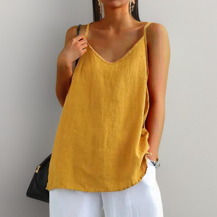 V-Neck Silk Camisole Relaxed Fit For Women | Lirina Yellow