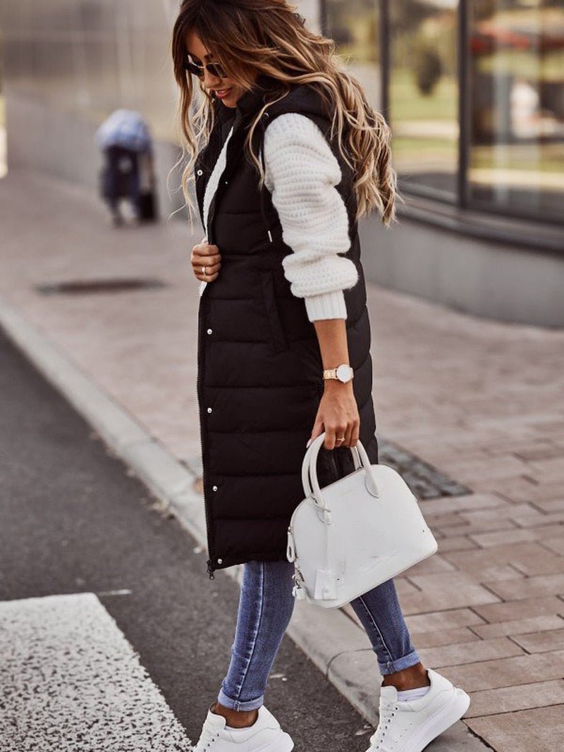 Long Puffer Vest Stylish Layering for Women | Vicky