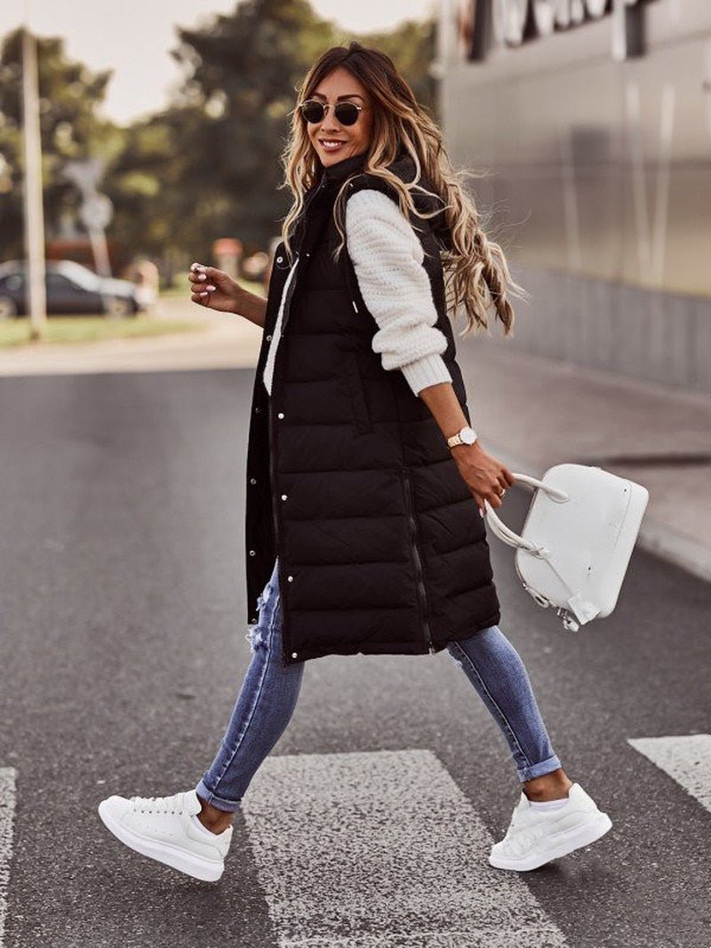 Long Puffer Vest Stylish Layering for Women | Vicky