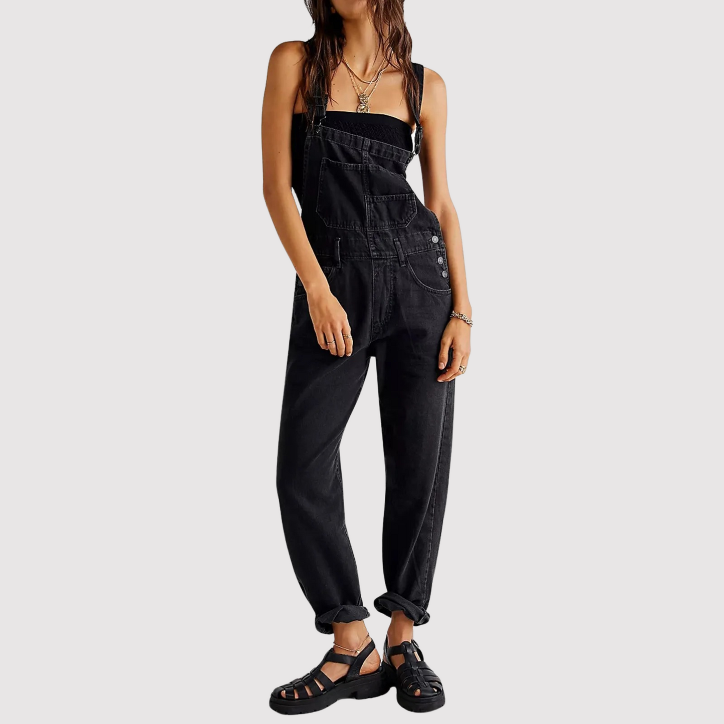 Vintage Loose-Fit Denim Overalls for Women | Riley Black