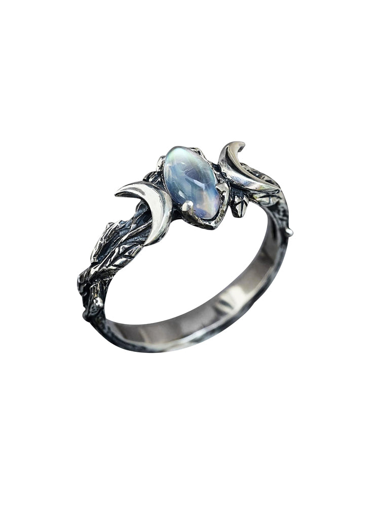 Vintage Moonstone Leaf Ring for Women | Selene