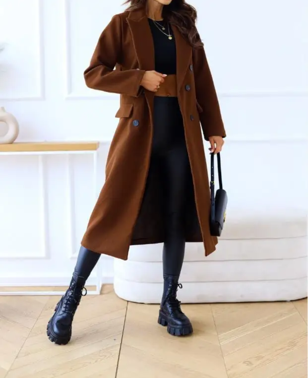 Virell – Long Tailored Trench Coat Women Brown