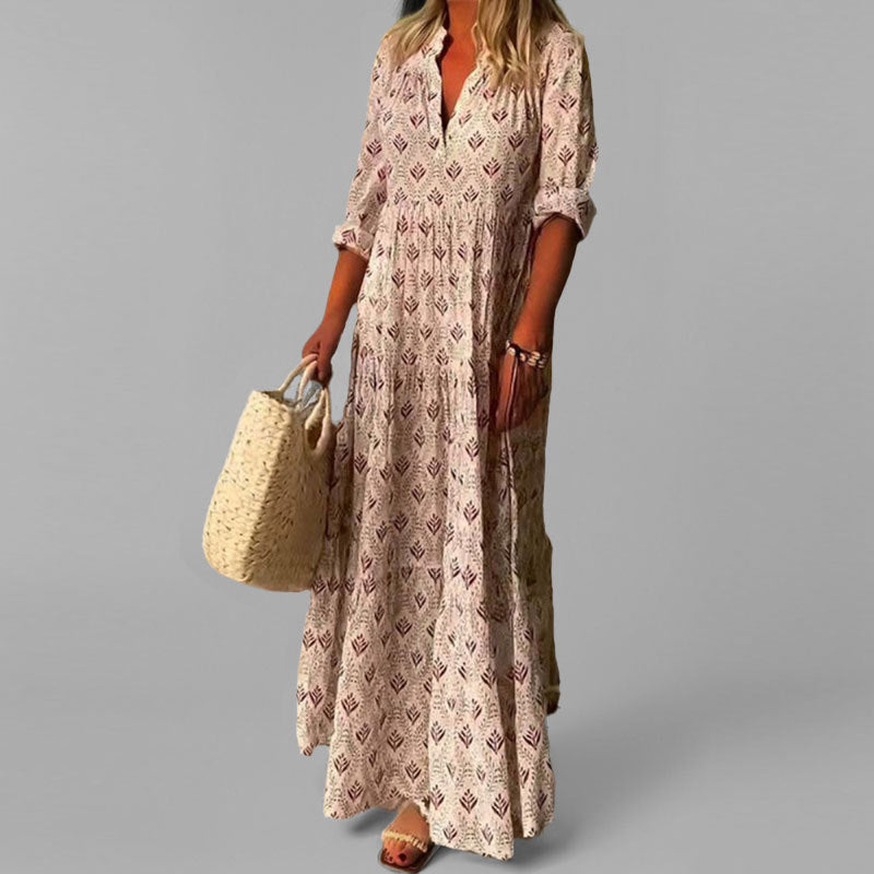 Virella – Maxi Dress With Sleeves Pink