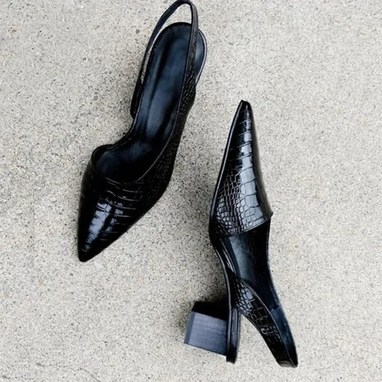 Elegant Black Heeled Slingbacks for Women | Virella