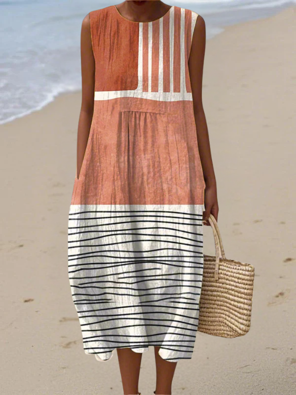 Striped Midi Summer Dress for Women | Virelle Multicolor