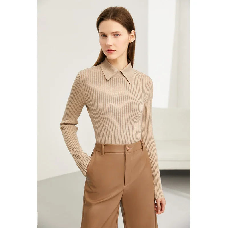 Vivienne - Wool Blend Knit Polo Khaki