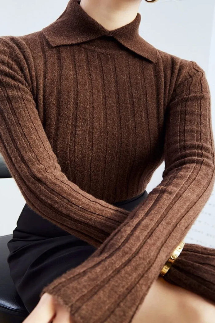Long Sleeve Knit Polo Casual Fit for Women | Vivienne